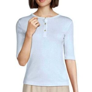 VINCE BLUE COTTON HENLEY TOP